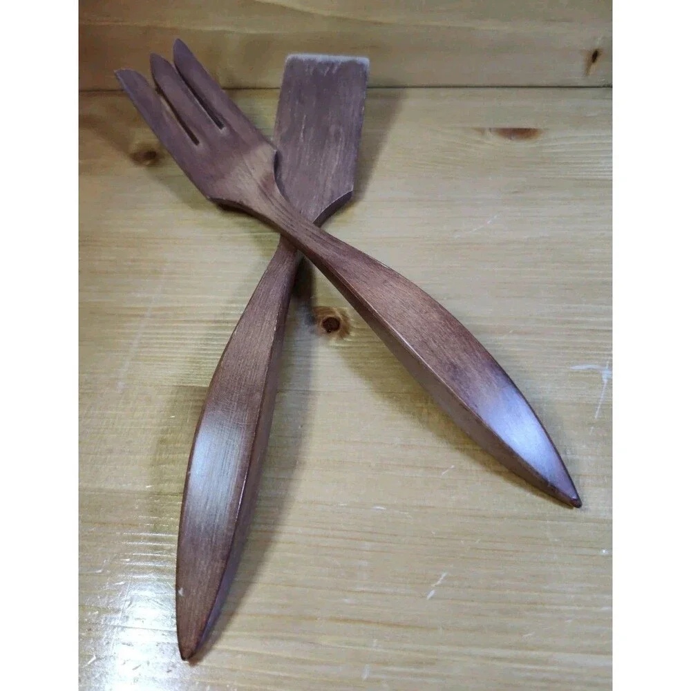 Vintage Wooden Salad Utensils Fork 12